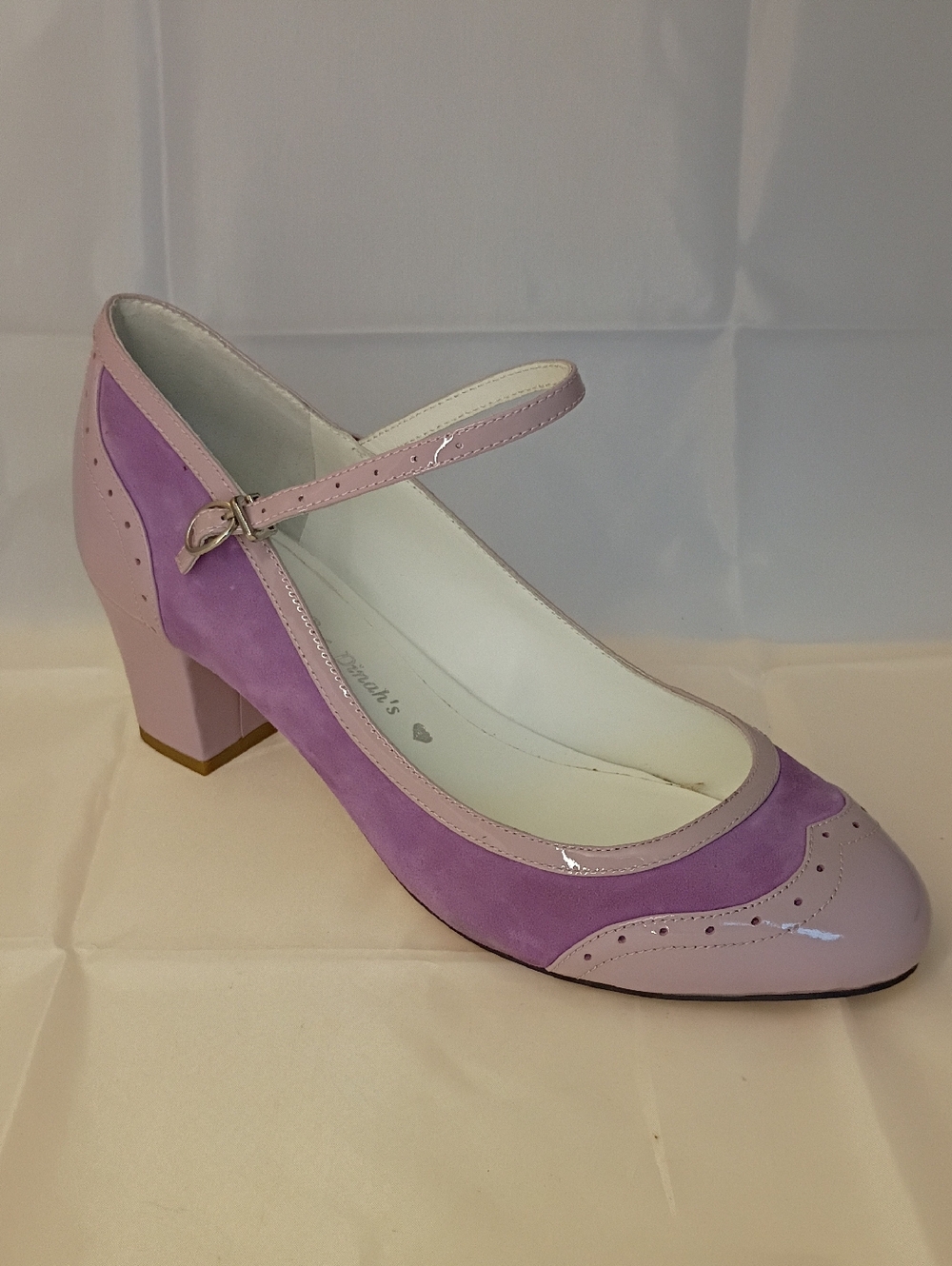 Shoes of Prey Lavender and Blush Suede Mary Jane Block Heel